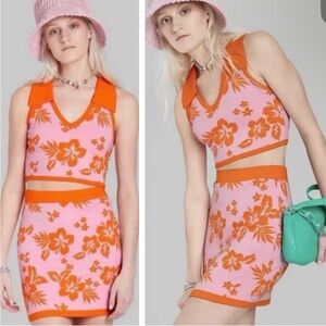 Wild Fable Pink and Orange Floral Mini Skirt